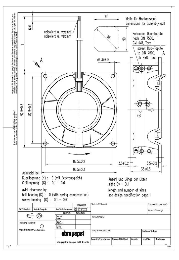 3656 ebmpapst 230V 12W axial fan 3656 ebmpapst 230V 12W axial fan
