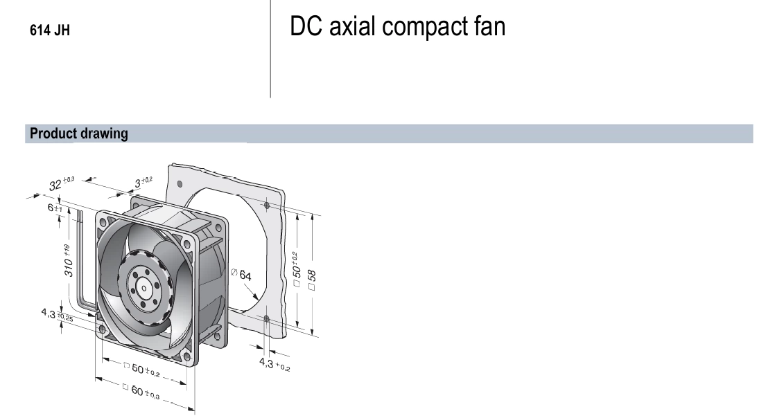 614JH ebmpapst 7.7W 24V 0.32A small fan 614JH ebmpapst 7.7W 24V 0.32A small fan