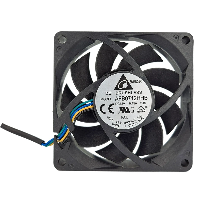 AFB0712HHB-YHS Delta 12V 0.45A four-wire axial double ball fan