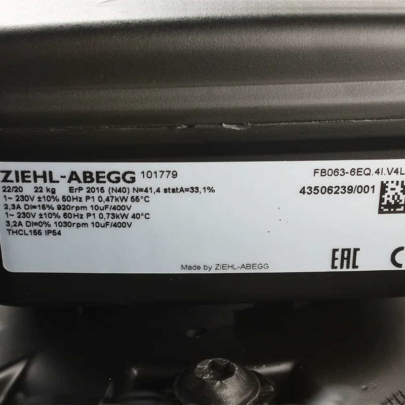FB063-6EQ.4I.V4L ZIEHL-ABEGG 230V IP54 cold storage freezer fan