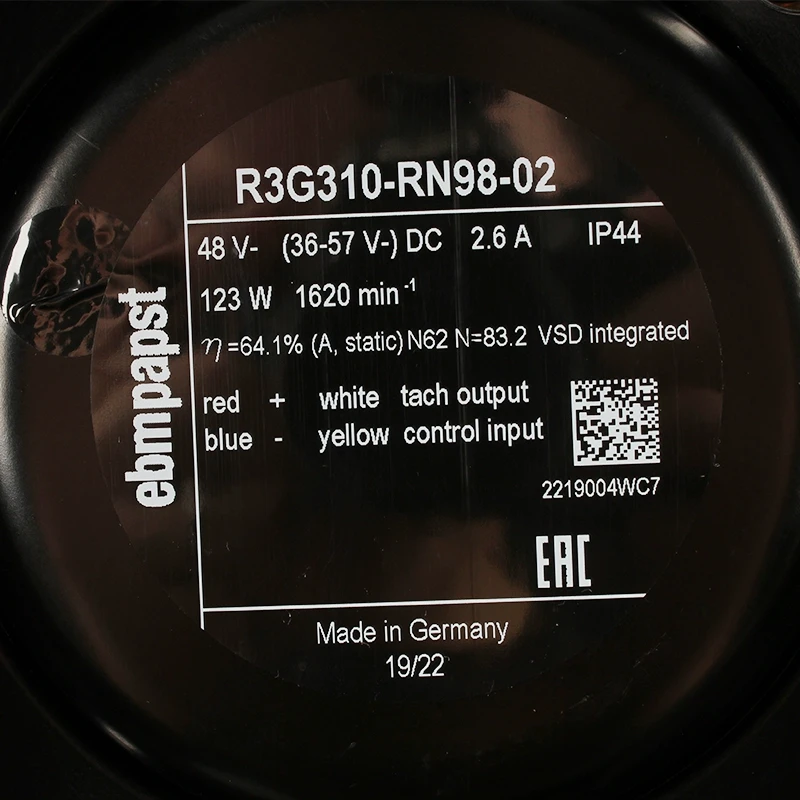 R3G310-RN98-02 ebmpapst 48V 2.6A 123W centrifugal fan