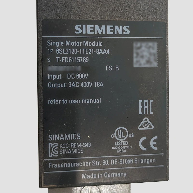 6SL3120-1TE21-8AA4 Siemens servo driver