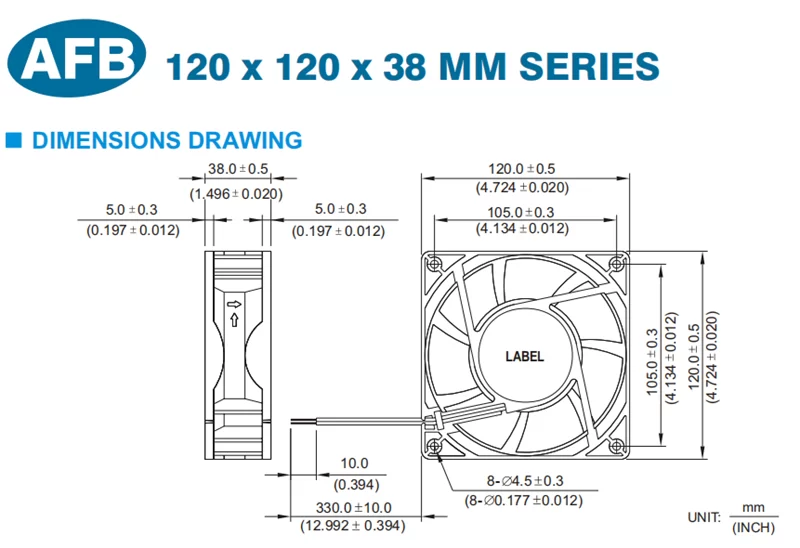 AFB1212HE-00 Delta 12038 12V 12CM 4-wire fan AFB1212HE-00 Delta 12038 12V 12CM 4-wire fan