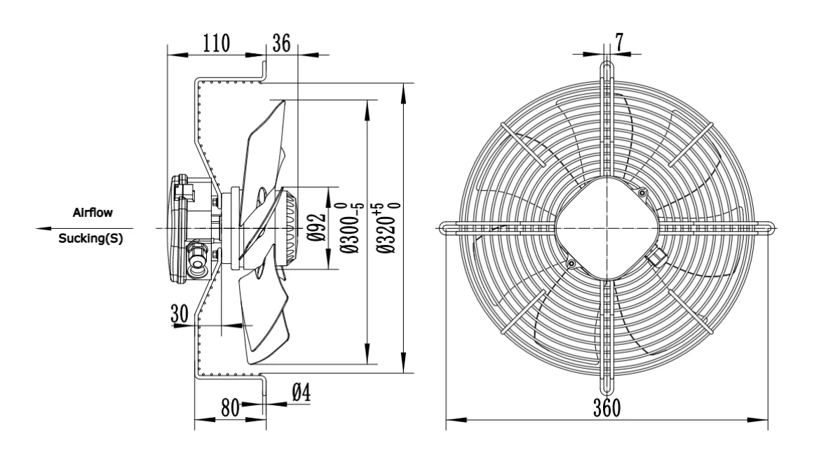 YWF2E-300S Weiguang 220V External rotor axial fan YWF2E-300S Weiguang 220V External rotor axial fan