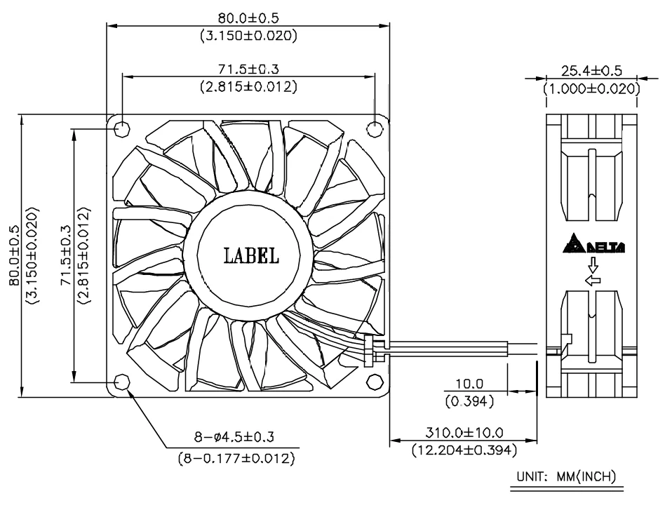 FFB0812VH-101 Delta 12V 0.42A 2-wire chassis cooling fan FFB0812VH-101 Delta 12V 0.42A 2-wire chassis cooling fan