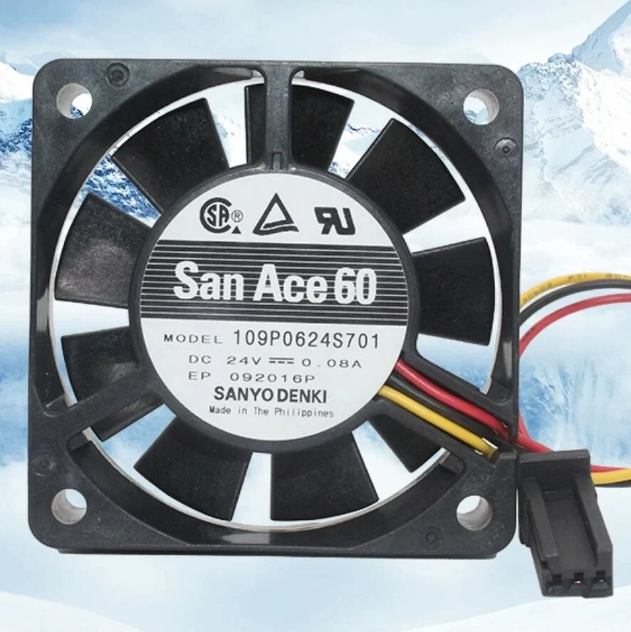 109P0624S701 Sanyo 24V 0.08A 3-wire axial fan