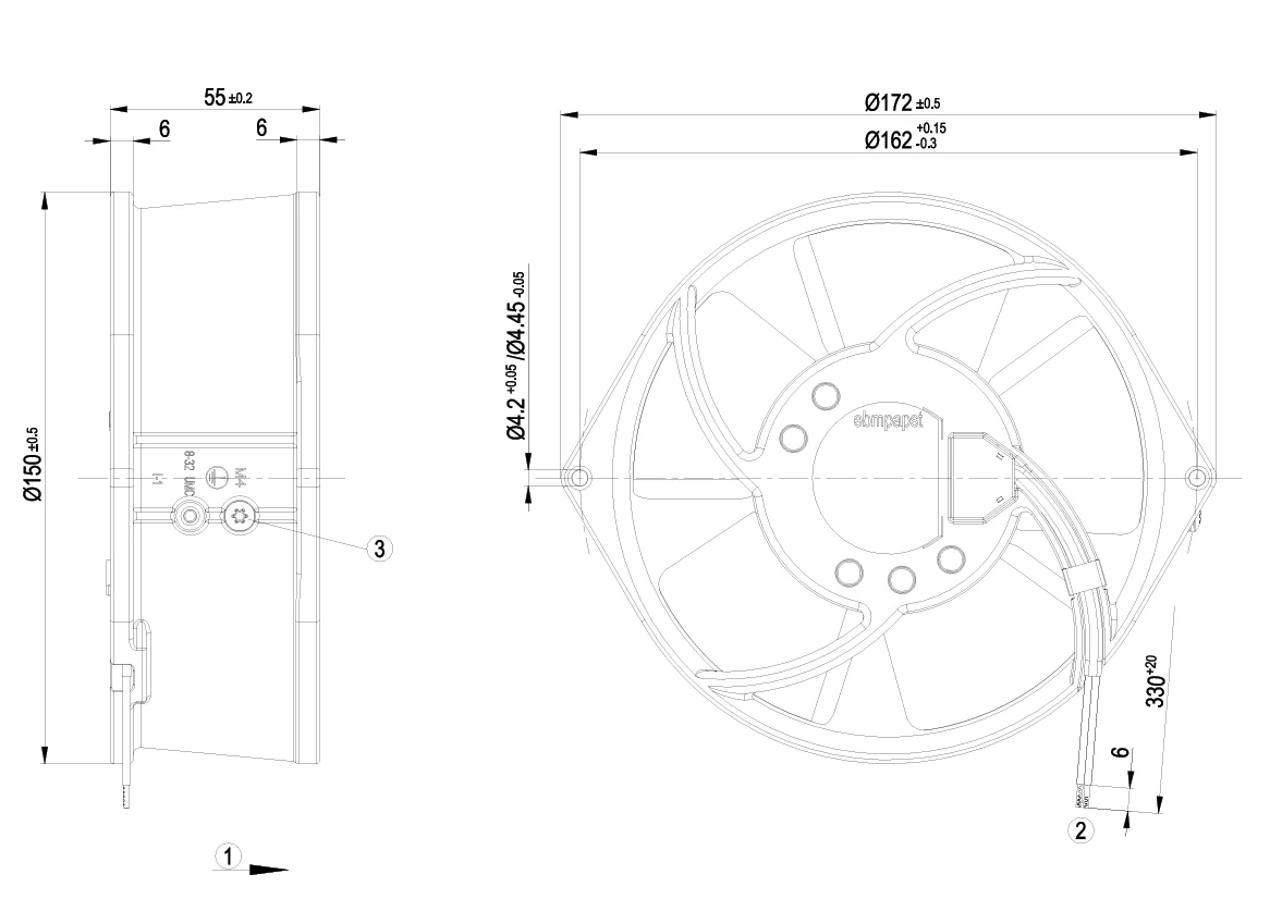 W2S130-BM03-01 ebm-papst 7450ES 230V AC axial fan W2S130-BM03-01 ebm-papst 7450ES 230V AC axial fan