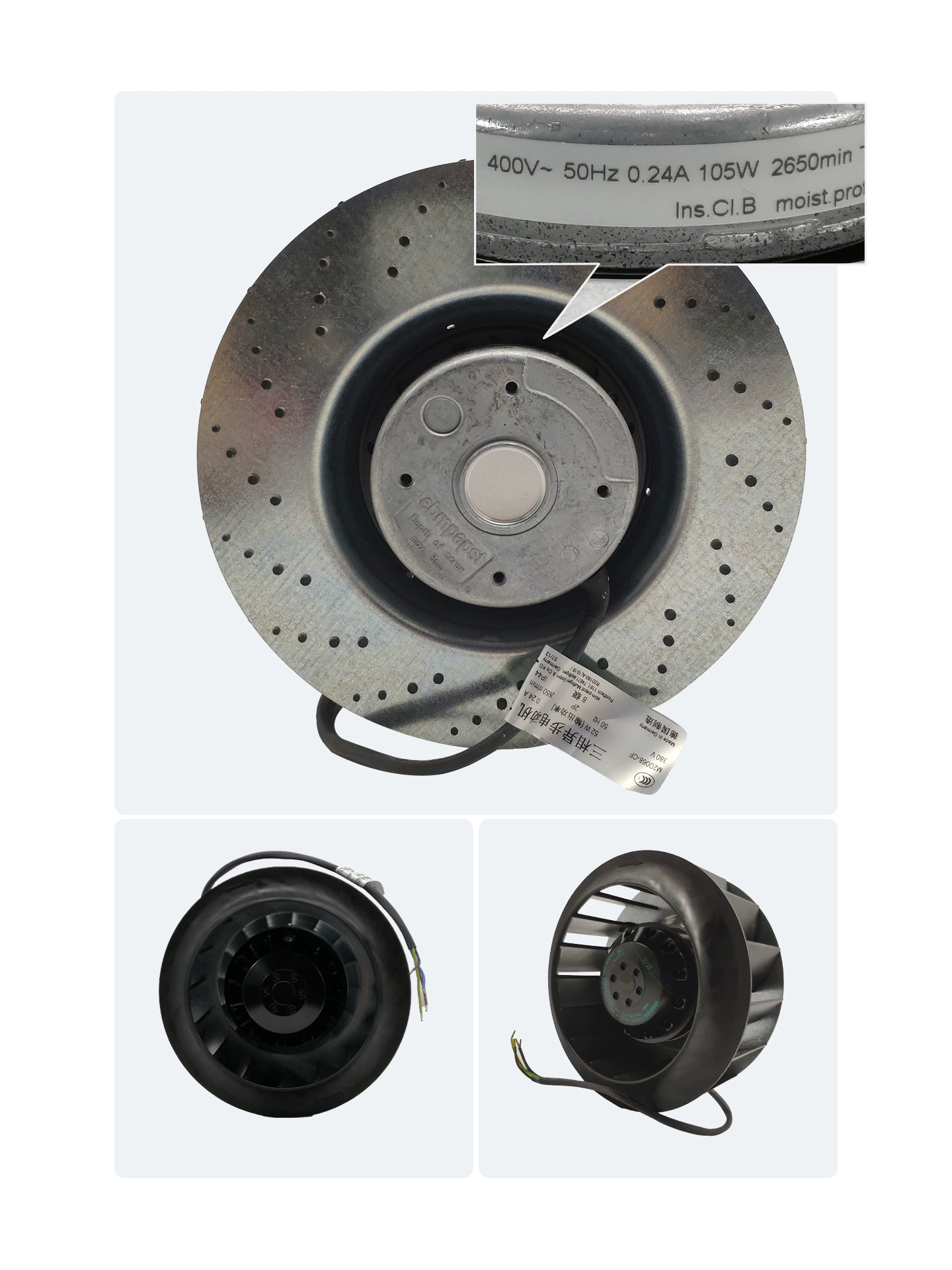 R2D180-AL10-18 ebmpapst 400V AC centrifugal fan R2D180-AL10-18 ebmpapst 400V AC centrifugal fan