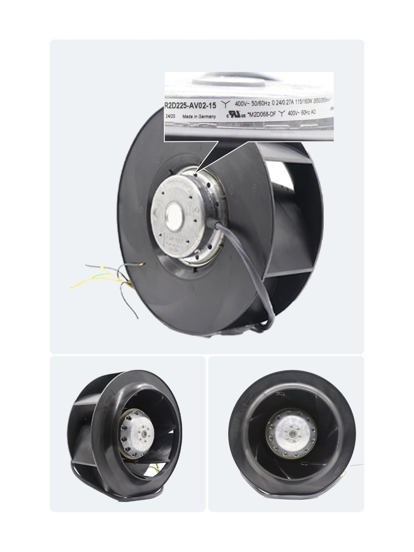 R2D225-AV02-15 ebmpapst 400V AC centrifugal fan R2D225-AV02-15 ebmpapst 400V AC centrifugal fan