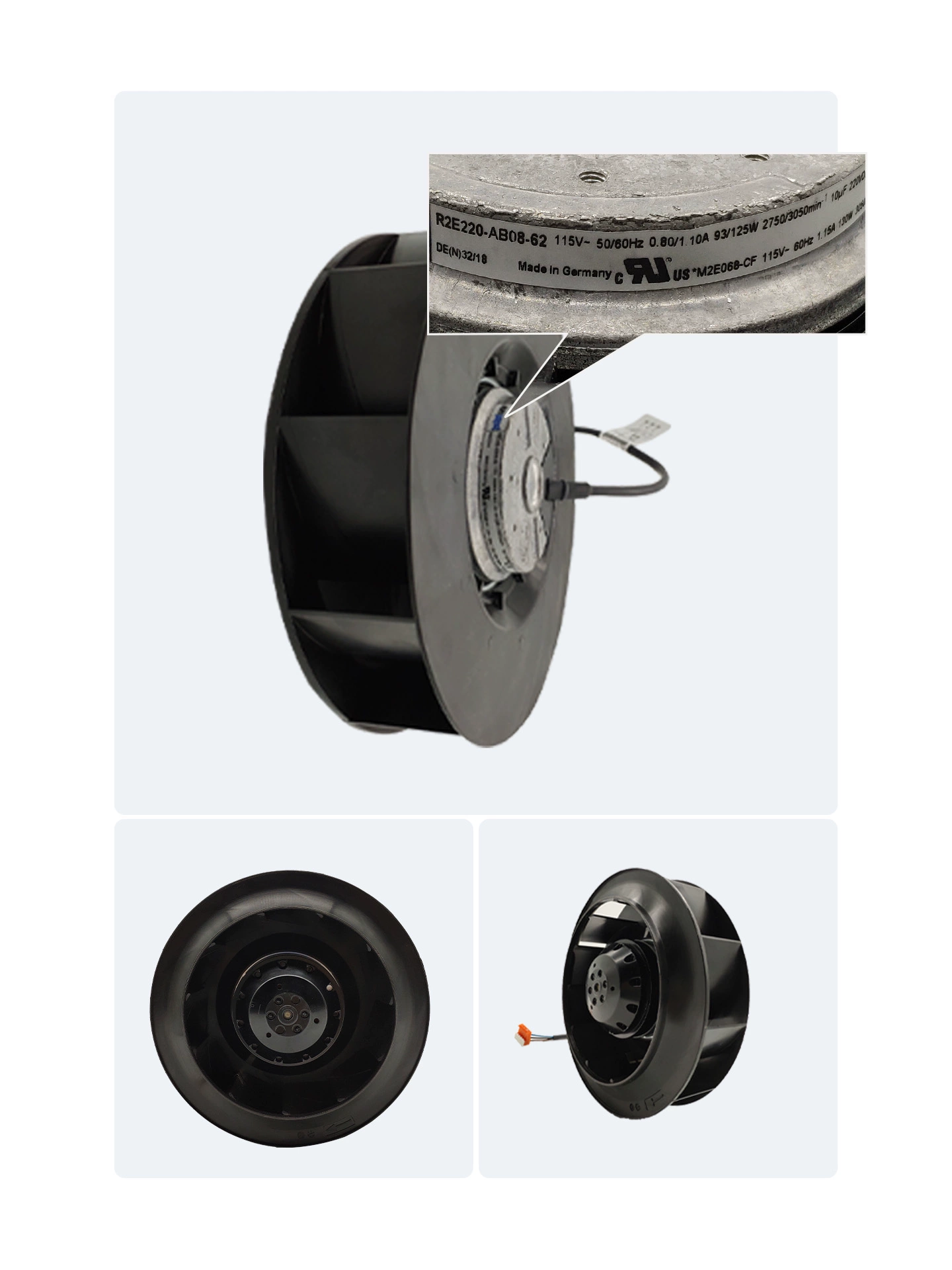 R2E220-AB08-62 ebmpapst 115V AC centrifugal fan R2E220-AB08-62 ebmpapst 115V AC centrifugal fan