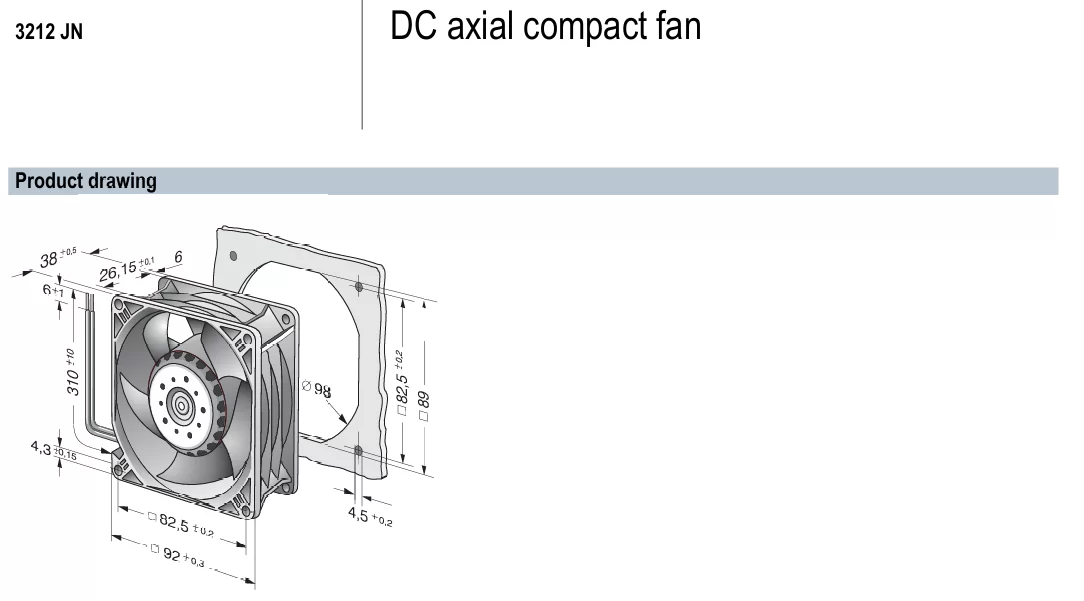 3212JN ebmpapst 12V 0.63A 7.6W DC axial fan 3212JN ebmpapst 12V 0.63A 7.6W DC axial fan