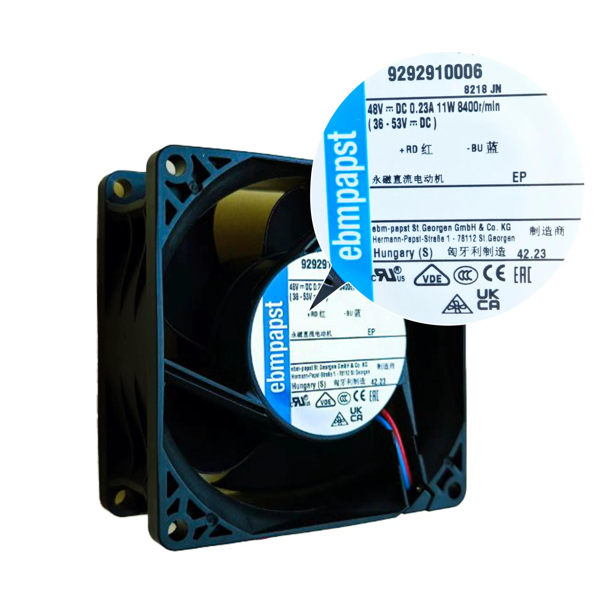 8218JN ebmpapst DC48V 0.23A 11W axial fan 8218JN ebmpapst DC48V 0.23A 11W axial fan