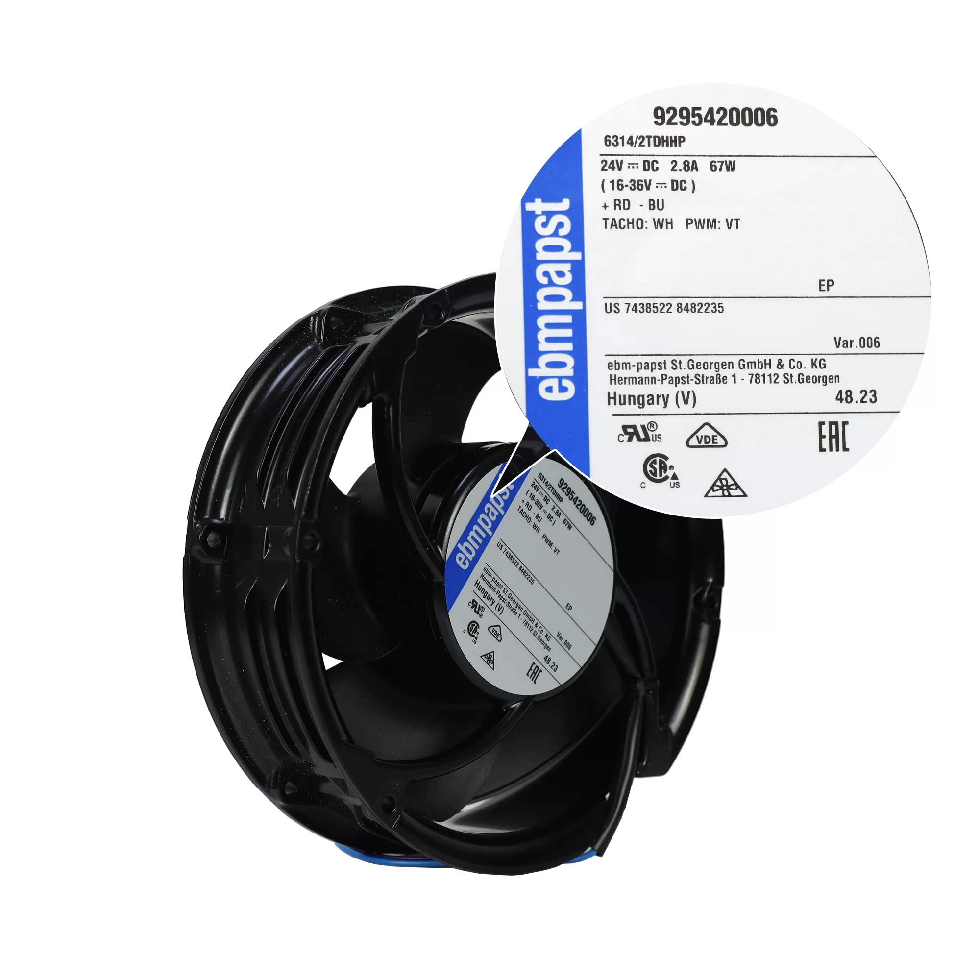 6314/2TDHHP ebmpapst DC24V 2.8A 67W axial fan 6314/2TDHHP ebmpapst DC24V 2.8A 67W axial fan