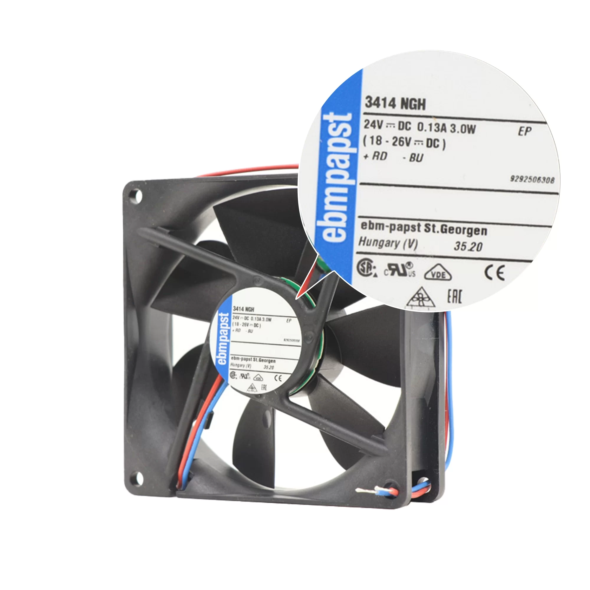 3414NGH ebmpapst DC24V 0.13A 3.0W axial fan 3414NGH ebmpapst DC24V 0.13A 3.0W axial fan