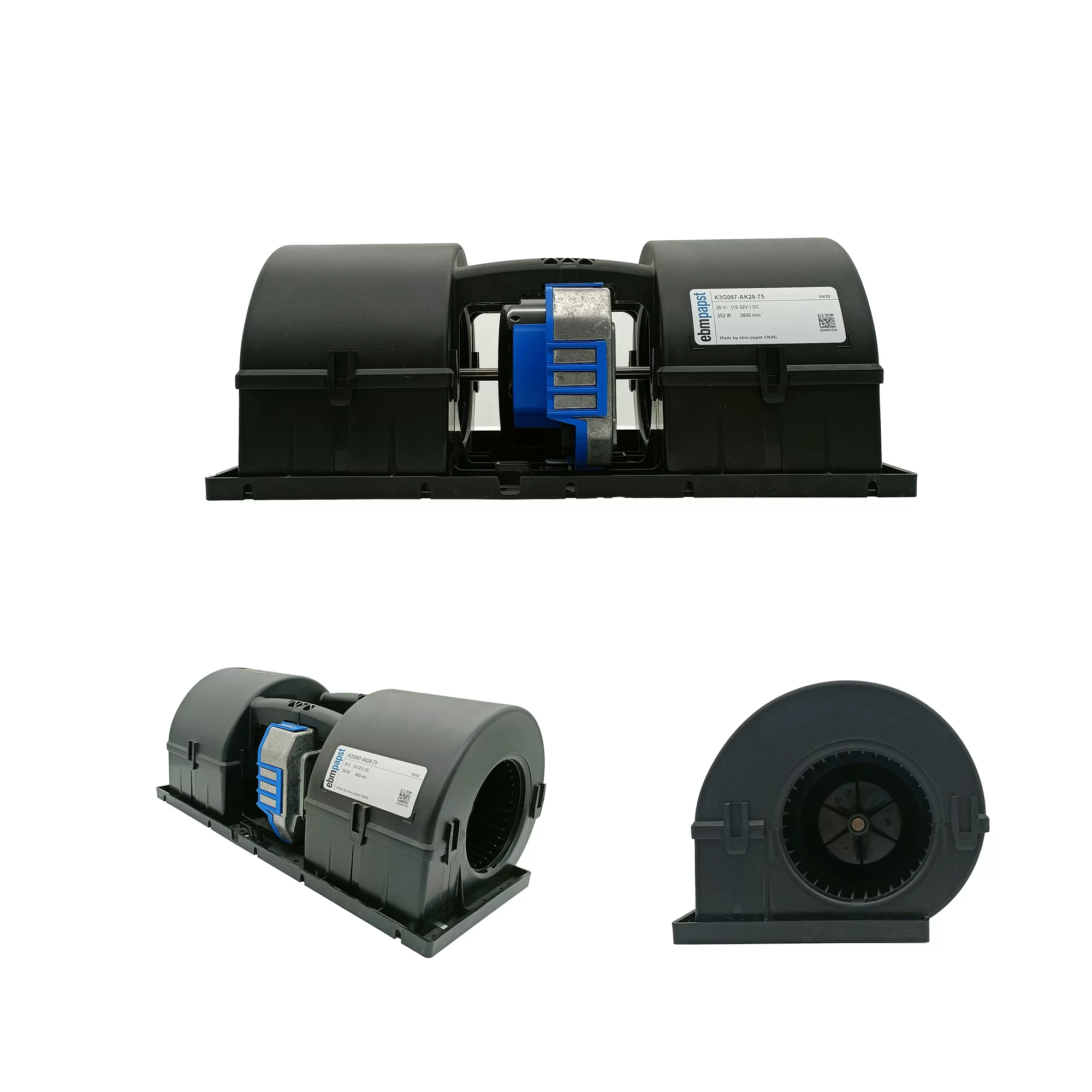 K3G097-AK28-75 ebmpapst EC Dual Centrifugal Fan 26V K3G097-AK28-75 ebmpapst EC Dual Centrifugal Fan 26V
