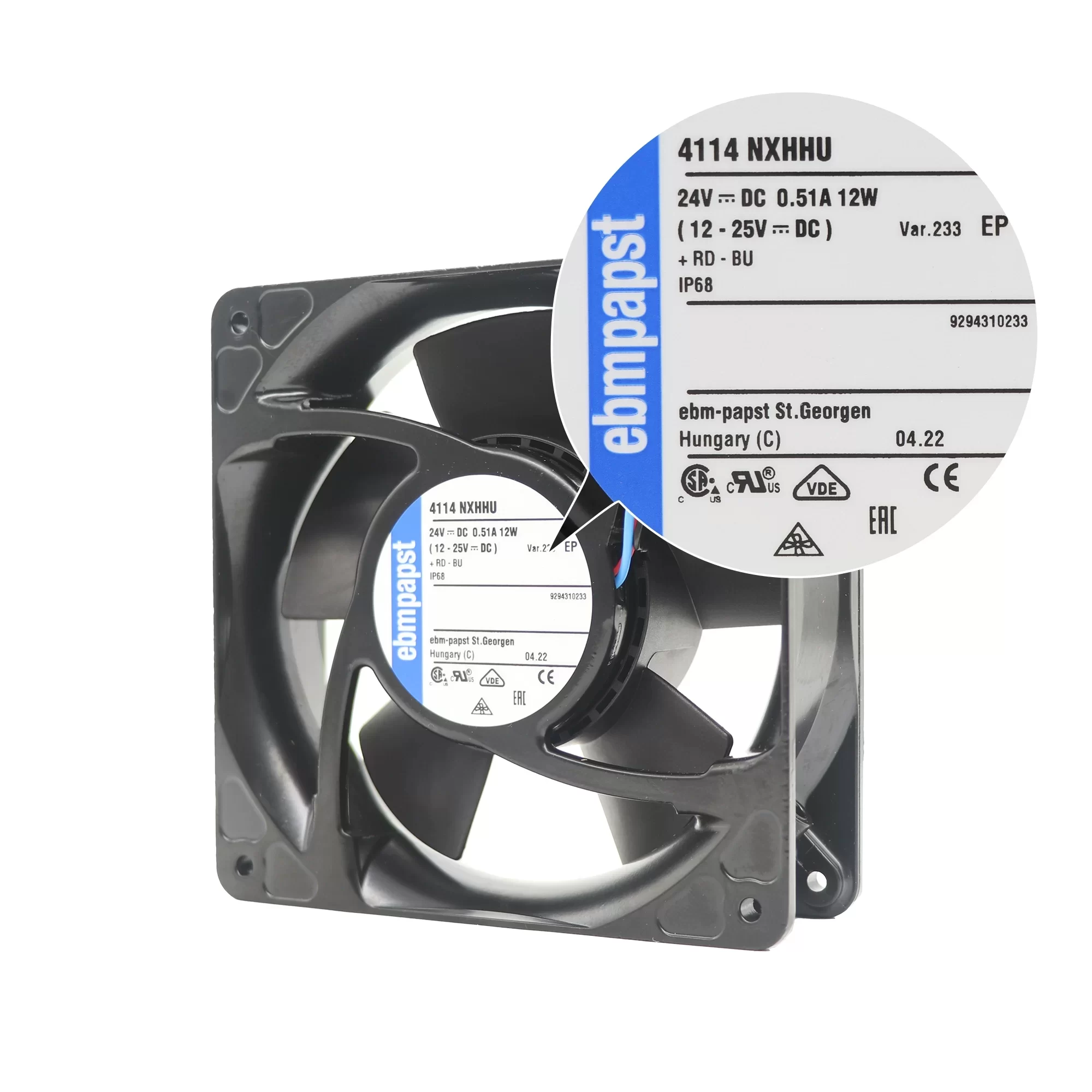 4114NXHHU-233 ebmpapst 24V DC Axial Fan 4114NXHHU-233 ebmpapst 24V DC Axial Fan