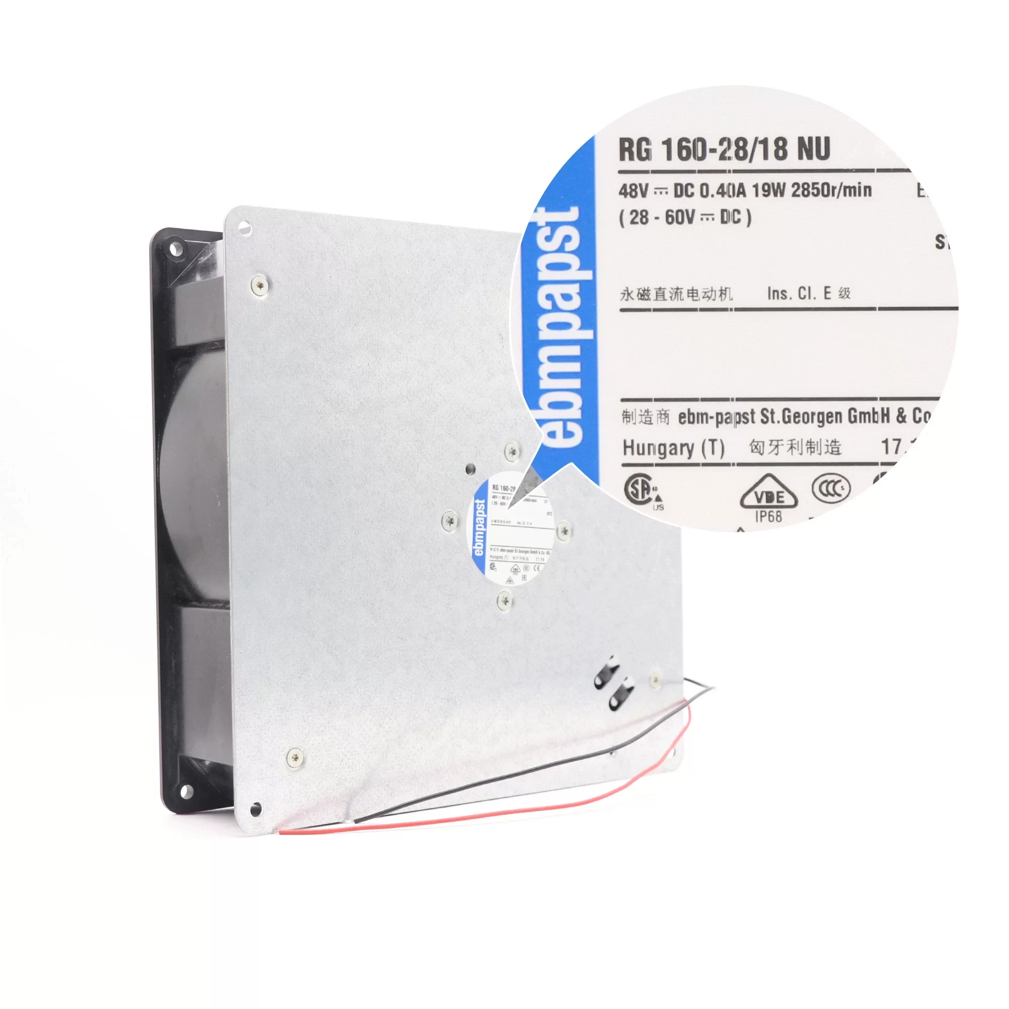 RG160-28/18NU ebmpapst 48V DC Centrifugal Blower RG160-28/18NU ebmpapst 48V DC Centrifugal Blower