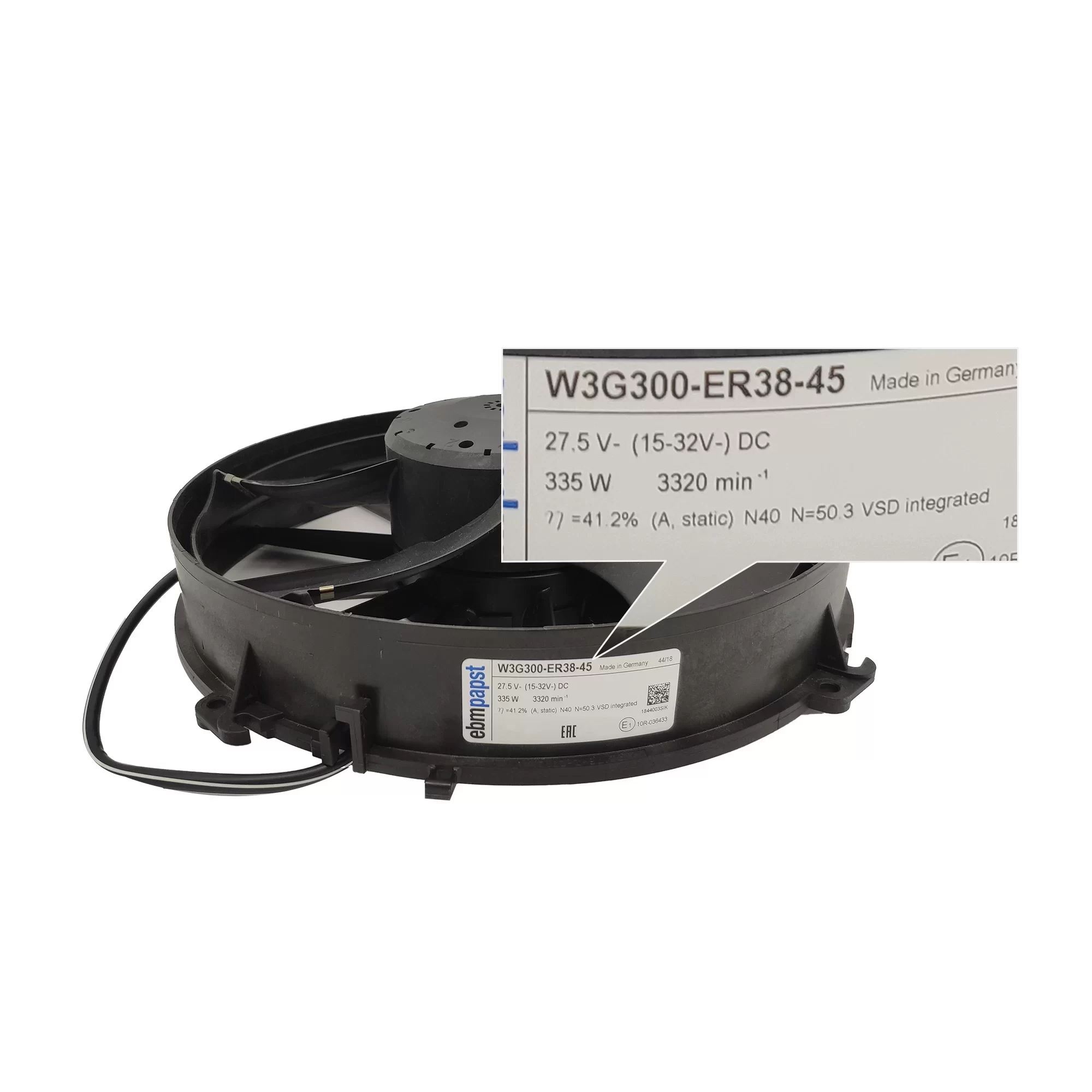 W3G300-ER38-45 ebmpapst 27.5V DC Axial Fan W3G300-ER38-45 ebmpapst 27.5V DC Axial Fan