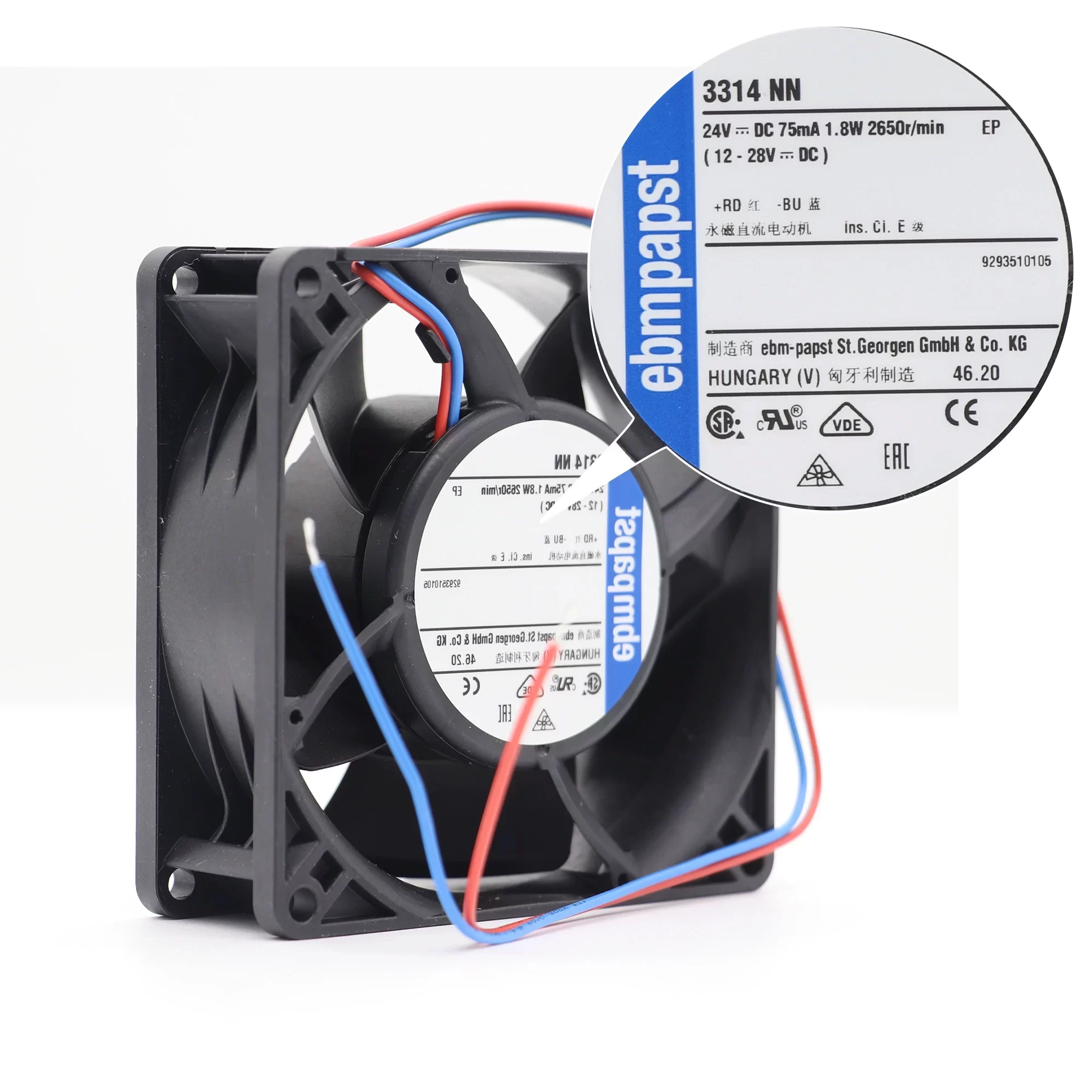 3314NN ebmpapst 24V DC Axial Fan 3314NN ebmpapst 24V DC Axial Fan