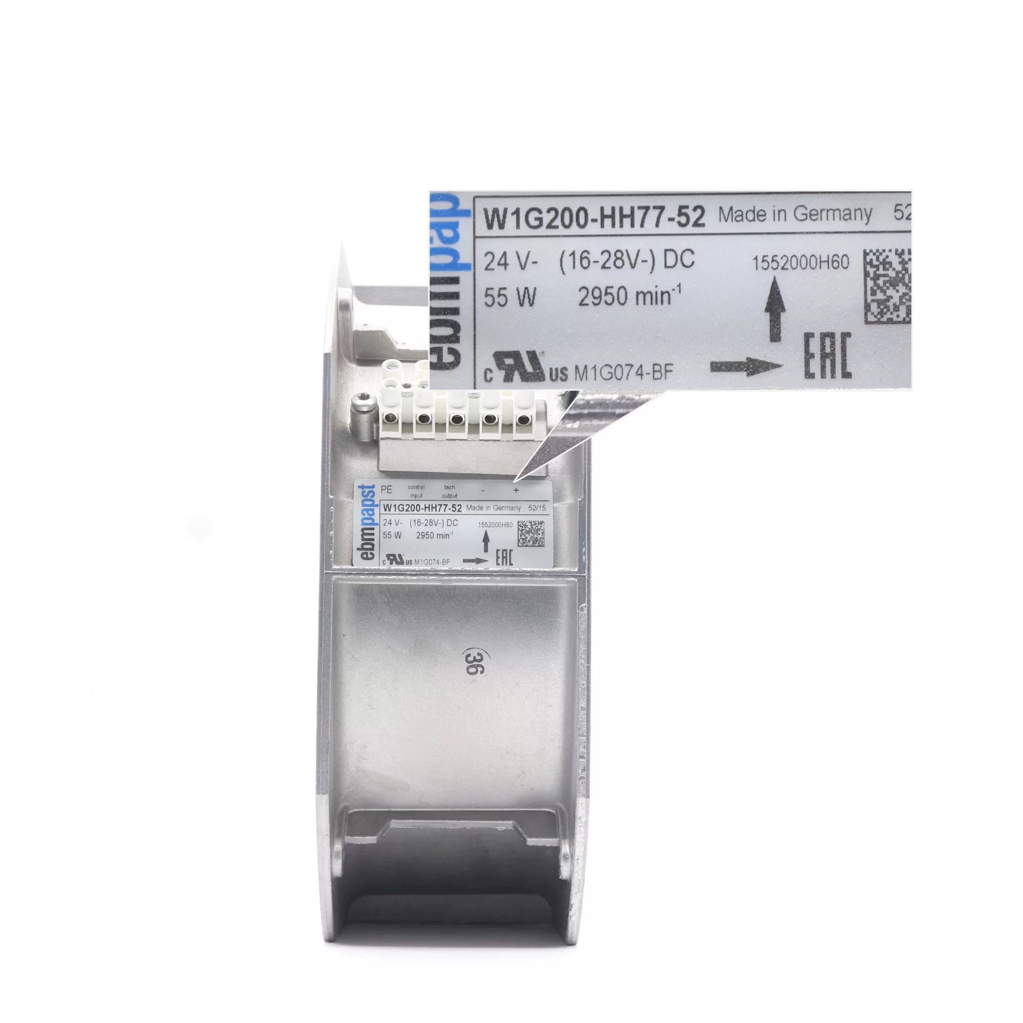 W1G200-HH77-52 ebmpapst 24V DC EC Centrifugal Fan W1G200-HH77-52 ebmpapst 24V DC EC Centrifugal Fan