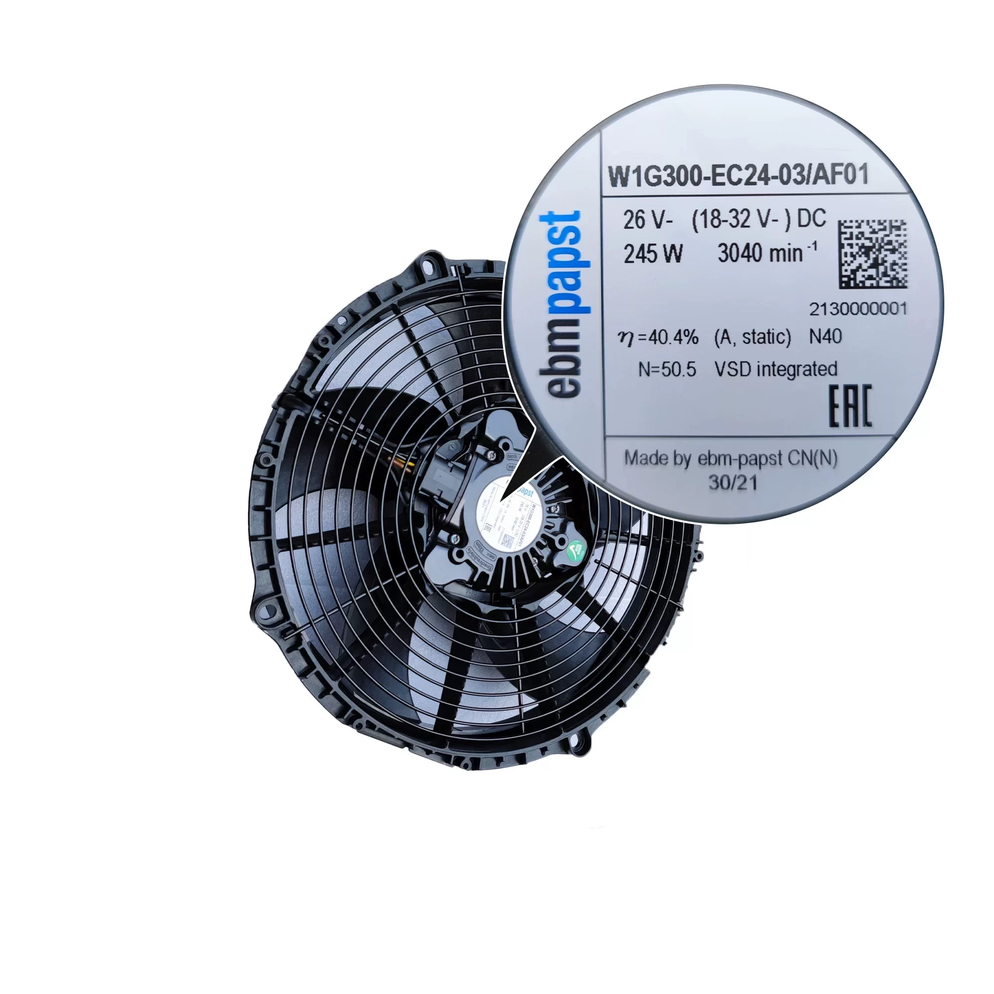 W1G300-EC24-03/AF01 ebmpapst 26V EC Axial Fan W1G300-EC24-03/AF01 ebmpapst 26V EC Axial Fan