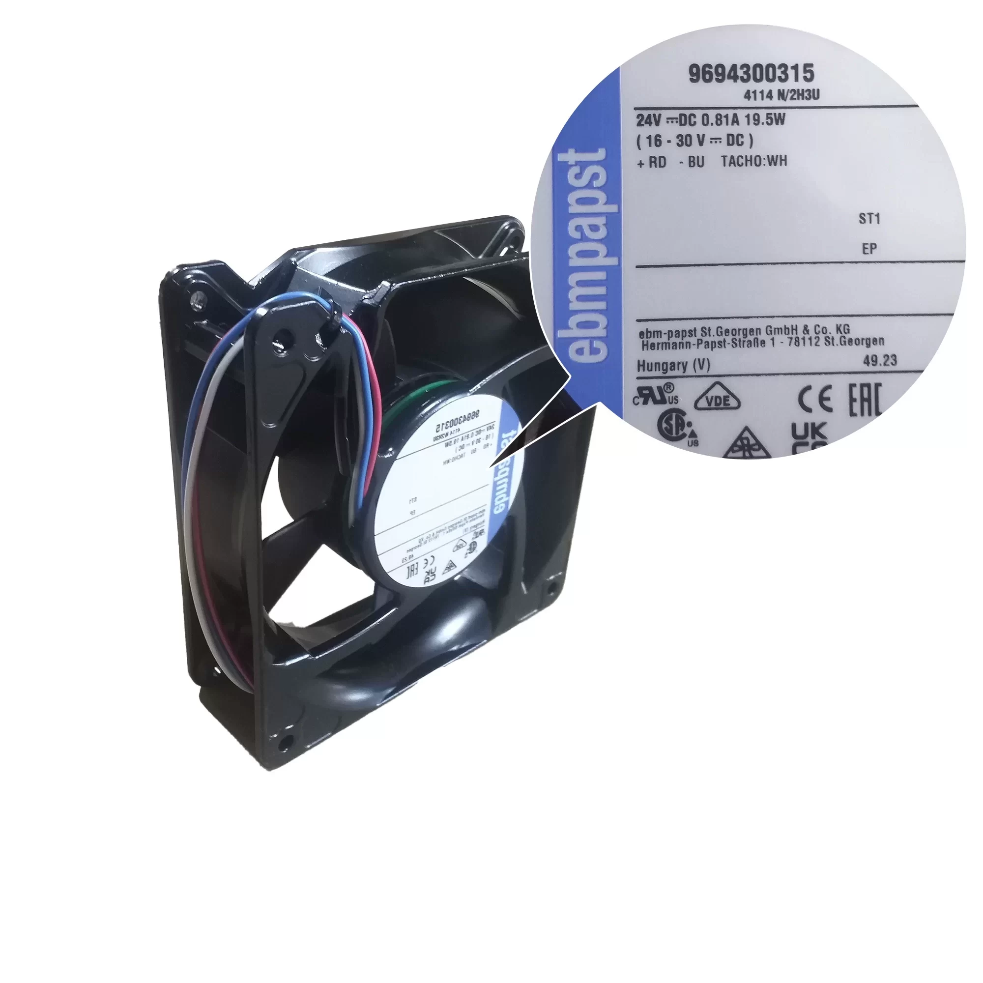 4114N/2H3U ebmpapst 24V DC Axial Fan 4114N/2H3U ebmpapst 24V DC Axial Fan
