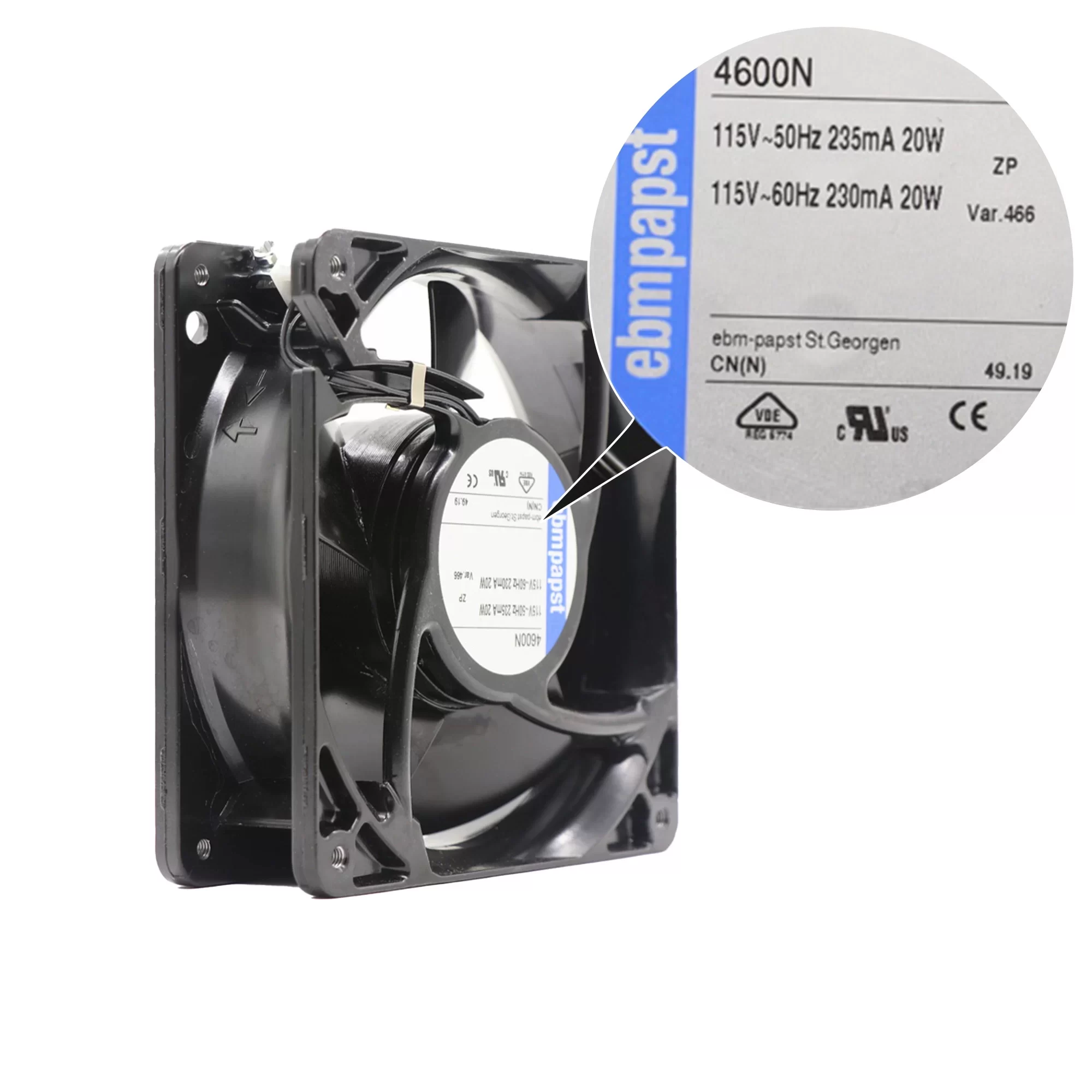 4600N-466 ebmpapst 115V AC Axial Fan 4600N-466 ebmpapst 115V AC Axial Fan