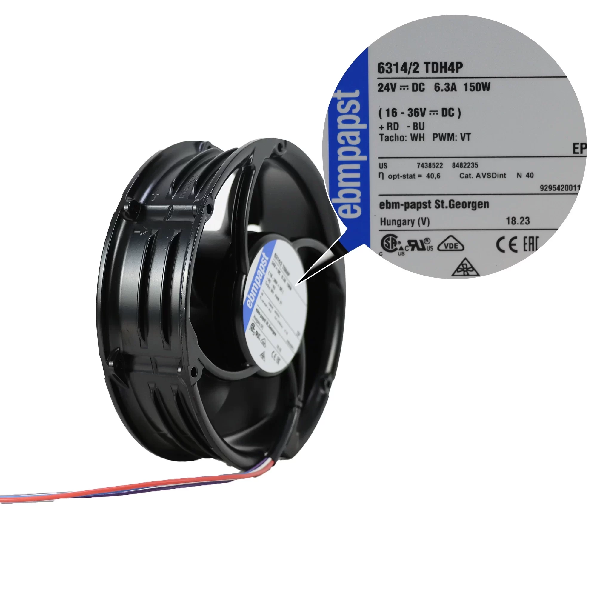 6314/2TDH4P ebmpapst 24V DC Axial Fan 6314/2TDH4P ebmpapst 24V DC Axial Fan