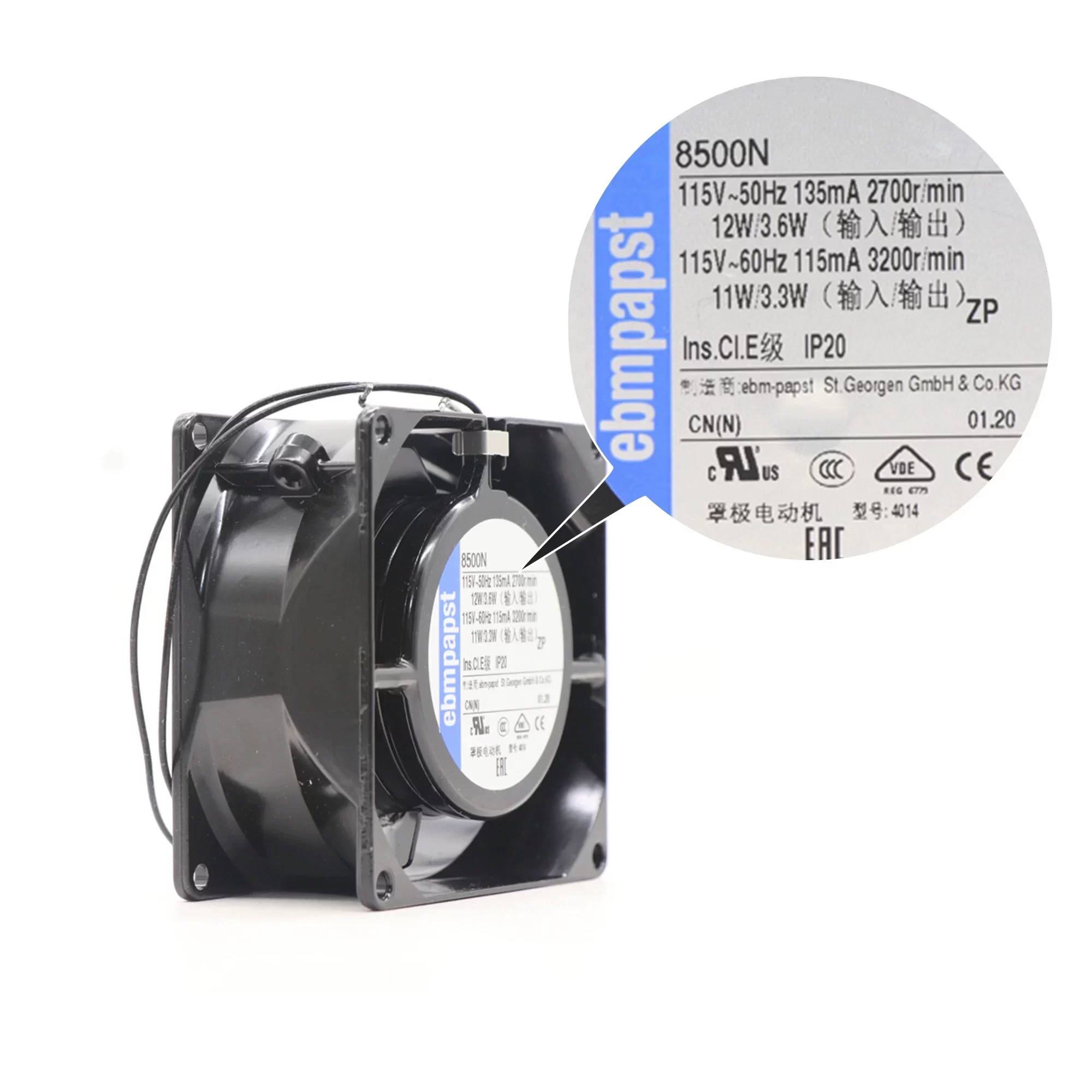 8500N ebmpapst 115V AC Axial Compact Fan 8500N ebmpapst 115V AC Axial Compact Fan