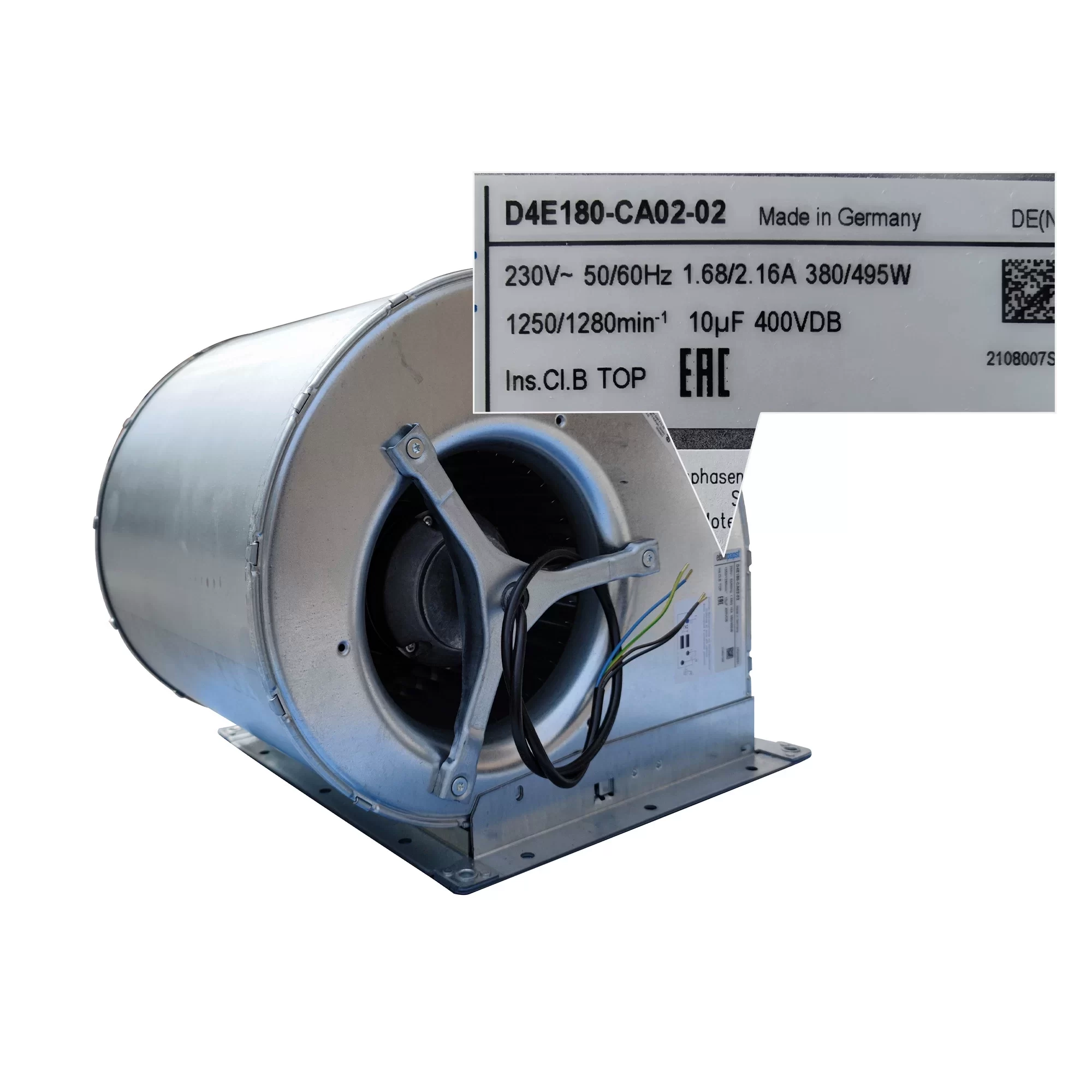 D4E180-CA02-02 ebmpapst 230V AC centrifugal fan D4E180-CA02-02 ebmpapst 230V AC centrifugal fan