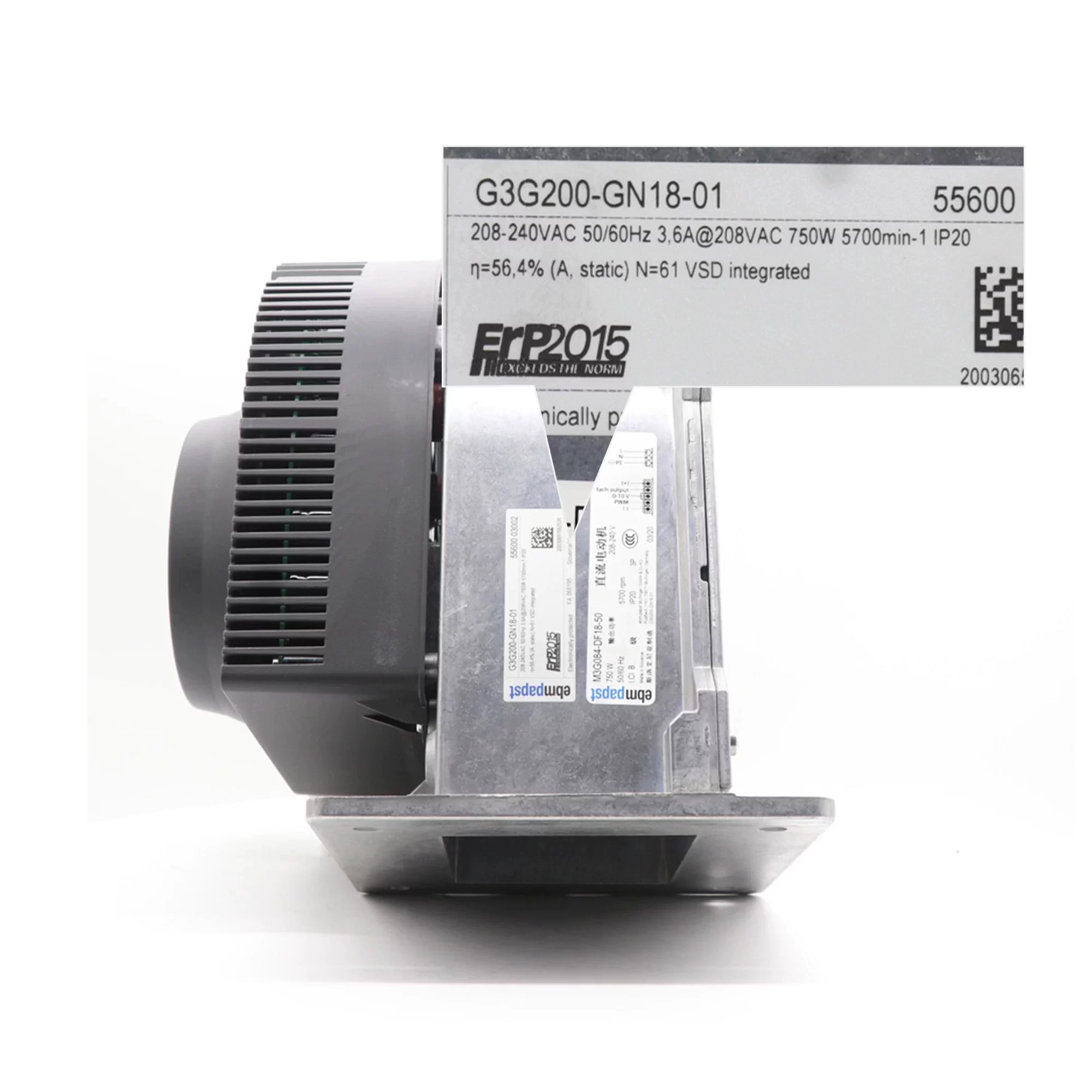 G3G200-GN18-01 ebmpapst 230V EC Centrifugal Fan G3G200-GN18-01 ebmpapst 230V EC Centrifugal Fan