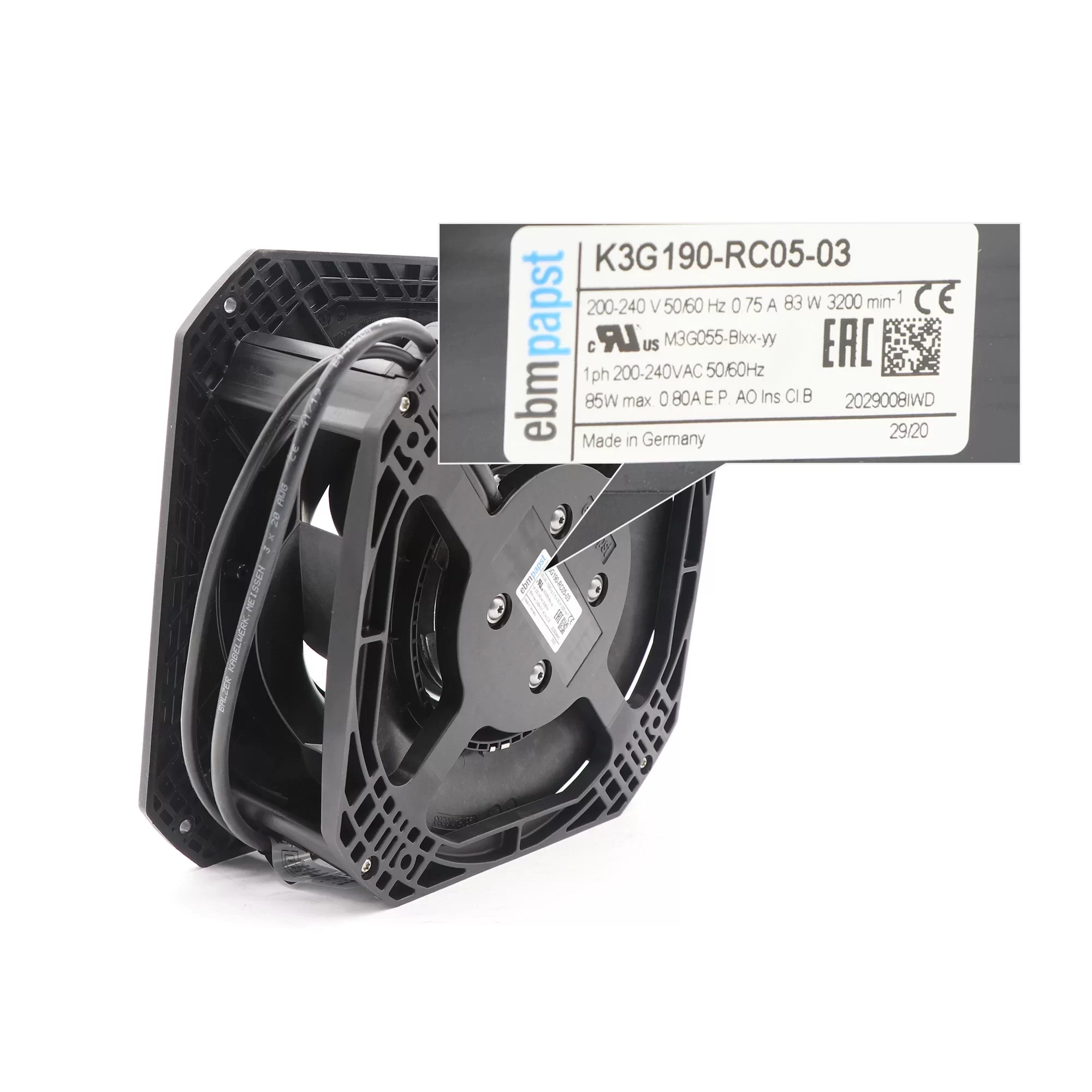 K3G190-RC05-03 ebmpapst 230V EC Centrifugal Module RadiCal K3G190-RC05-03 ebmpapst 230V EC Centrifugal Module RadiCal