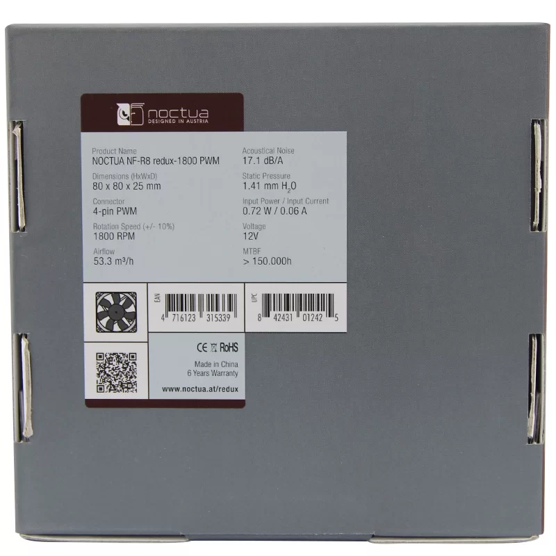 NF-R8 redux-1800PWM Noctua 12V DC Axial Fan NF-R8 redux-1800PWM Noctua 12V DC Axial Fan