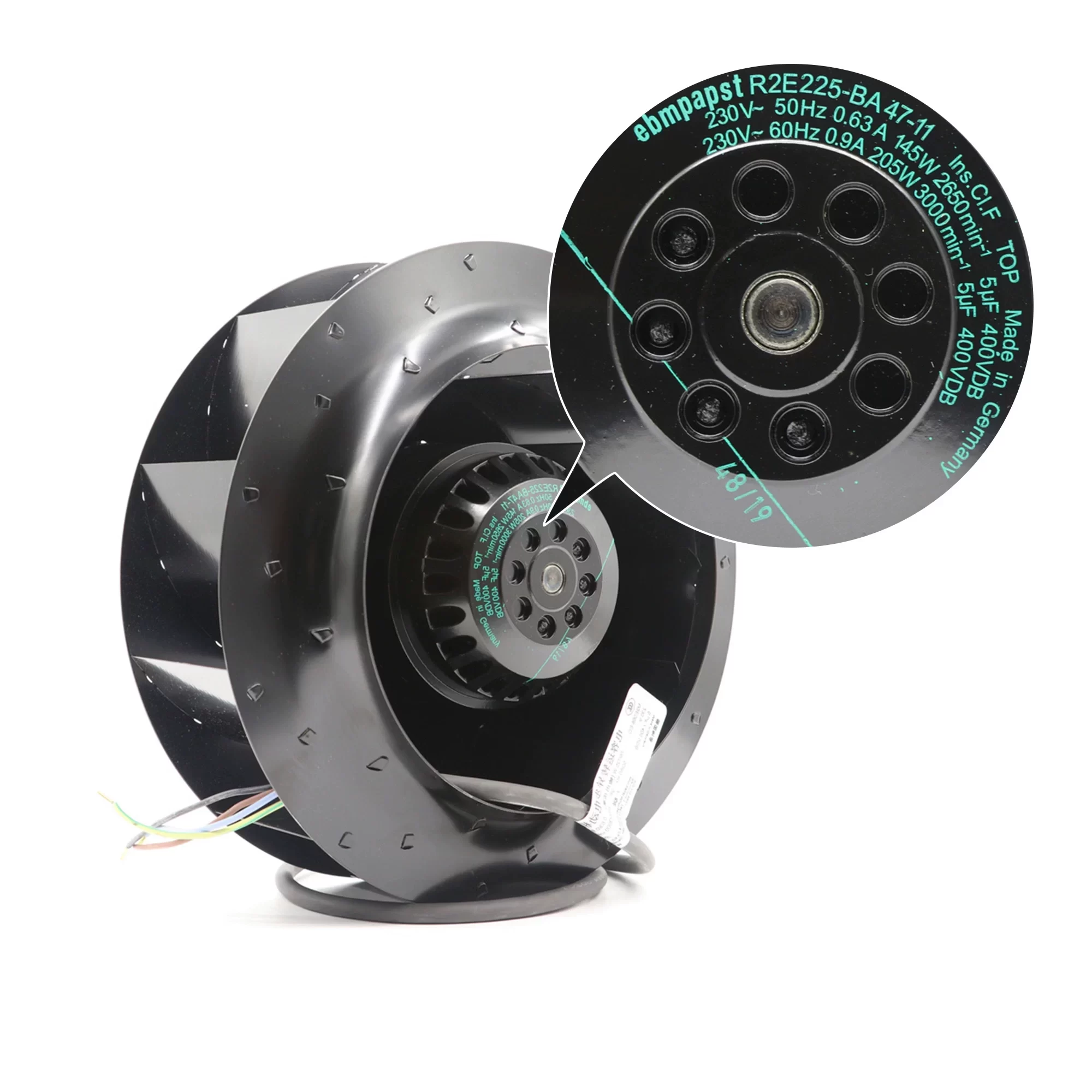R2E225-AX52-25 ebmpapst 230V AC Centrifugal Fan R2E225-AX52-25 ebmpapst 230V AC Centrifugal Fan