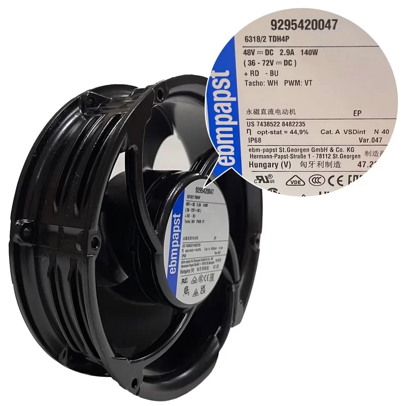 6318/2TDH4PU-047 ebmpapst 48V DC Axial Fan 172x51mm IP68