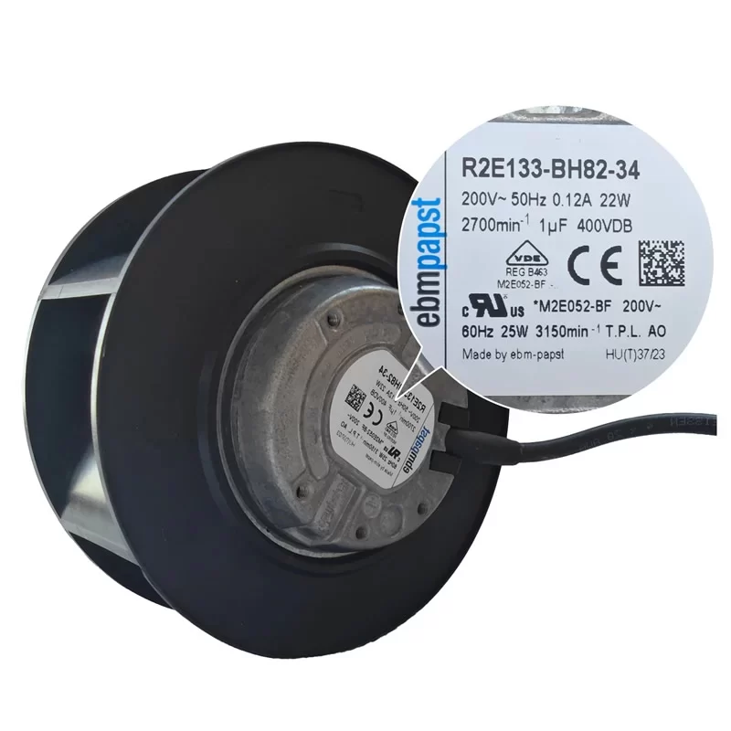 R2E133-BH82-34 ebmpapst 200V AC Centrifugal Fan 133mm