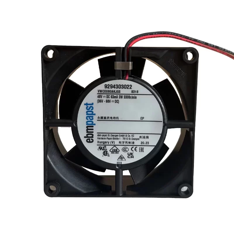 8318 ebmpapst 48V 80mm 3300RPM 3W DC Axial Fan