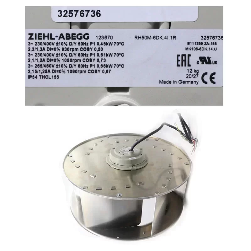 RH50M-6DK.4I.1R Ziehl-Abegg 230/400V AC Centrifugal Fan
