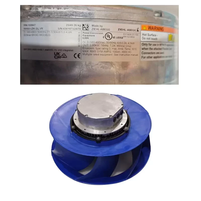RH56V-ZIK.GL.VR Ziehl-Abegg 380-480V EC Centrifugal Fan