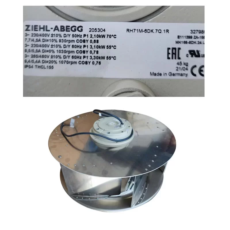 RH71M-6DK.7Q.1R Ziehl-Abegg 230V/400V AC Centrifugal Fan