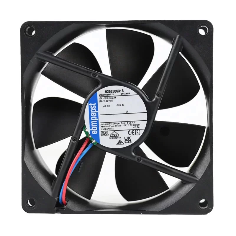 3412NHH ebmpapst 12V 2.5W 0.24A 92mm 9225 DC Axial Fan