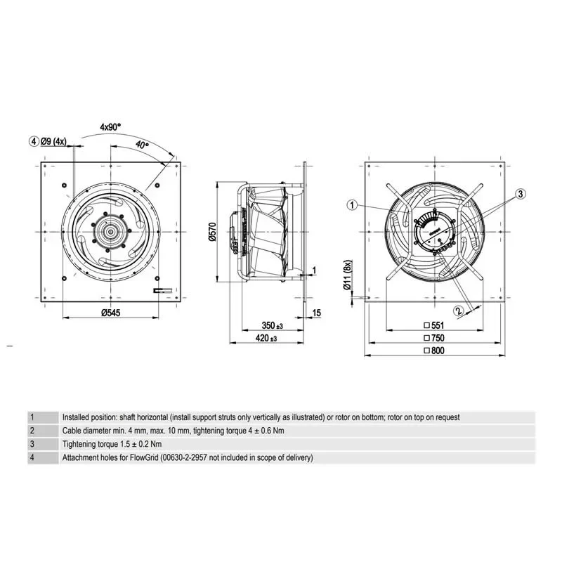 K3G560-8317081580 ebmpapst 400VAC EC Centrifugal Fan K3G560-8317081580 ebmpapst 400VAC EC Centrifugal Fan