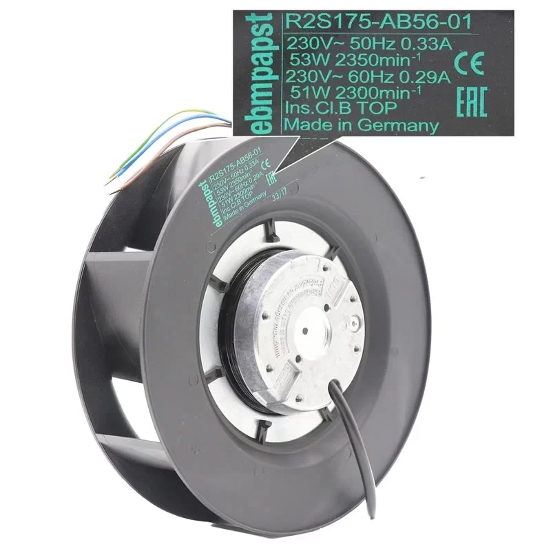 R2S175-AB56-01 ebmpapst 230V 175mm AC Centrifugal Fan R2S175-AB56-01 ebmpapst 230V 175mm AC Centrifugal Fan