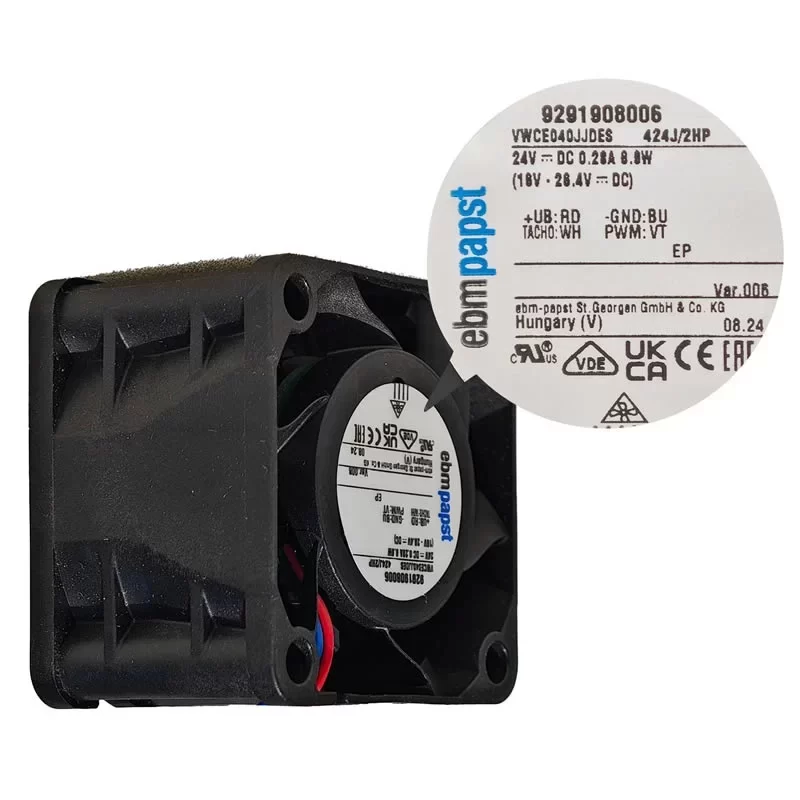 424J/2HP ebmpapst 24V 0.28A 40x40x28mm DC Axial Fan 424J/2HP ebmpapst 24V 0.28A 40x40x28mm DC Axial Fan