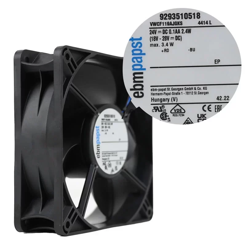 4414L ebmpapst 24V 0.1A 2.4W 119x119x38mm DC Axial Fan 4414L ebmpapst 24V 0.1A 2.4W 119x119x38mm DC Axial Fan