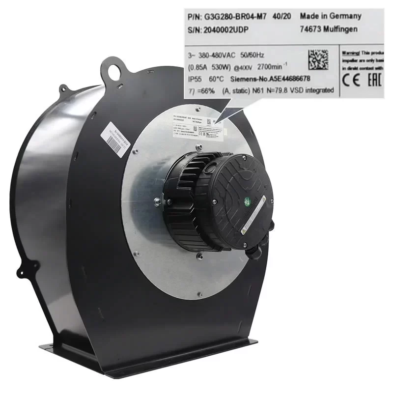 G3G280-BR04-M7 ebmpapst 400V 280mm EC Centrifugal Fan G3G280-BR04-M7 ebmpapst 400V 280mm EC Centrifugal Fan