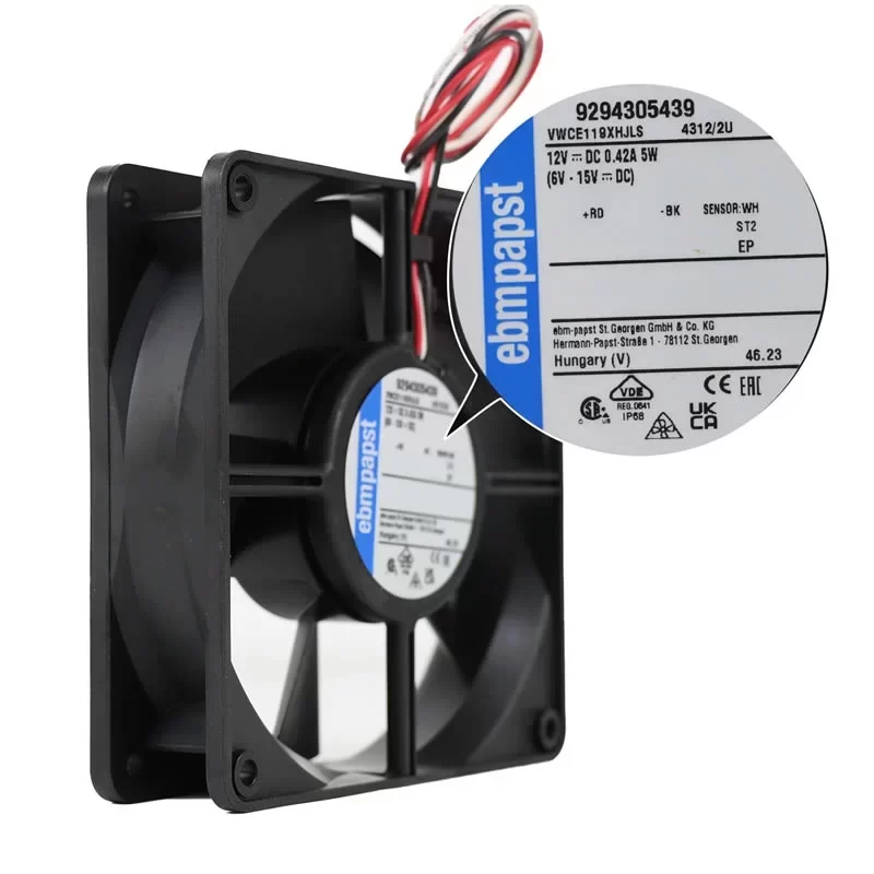 4312/2U ebmpapst 12V 0.42A 119x119x32mm DC Axial Fan 4312/2U ebmpapst 12V 0.42A 119x119x32mm DC Axial Fan