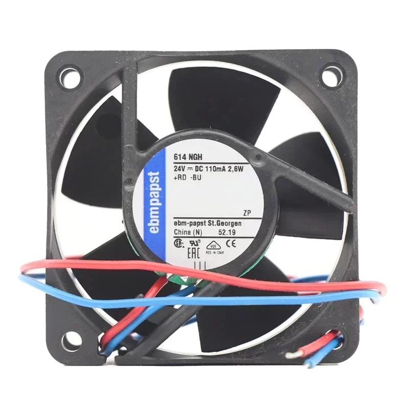 614NGH ebmpapst 24V 110mA 2.5W 60x60x25mm DC Axial Fan