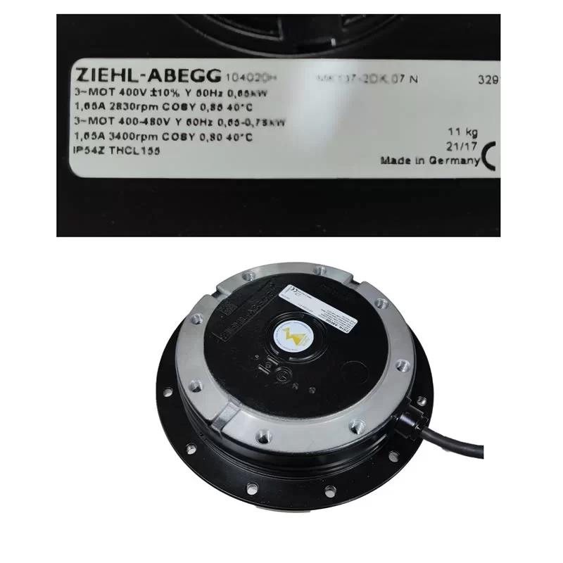 MK137-2DK.07.N ZIEHL-ABEGG 400/460VAC External Rotor Motor MK137-2DK.07.N ZIEHL-ABEGG 400/460VAC External Rotor Motor